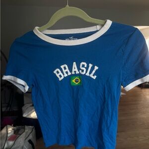 Hollister Blue Brasil Tee with White Trim